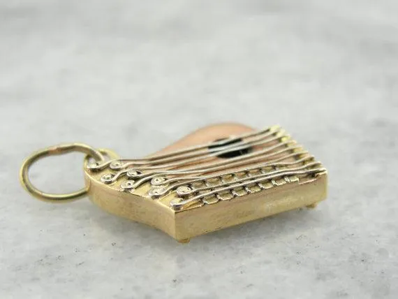 Exquisite 14K Rose Gold Harp Charm or Pendant