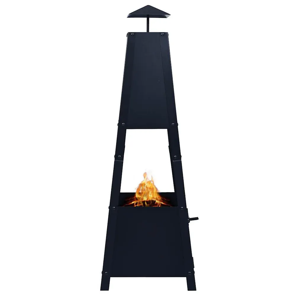 RVS scharnier Vuurplaats 35x35x99 cm staal zwart