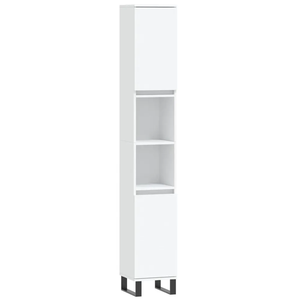 Badkamerkast 30x30x190 cm bewerkt hout wit