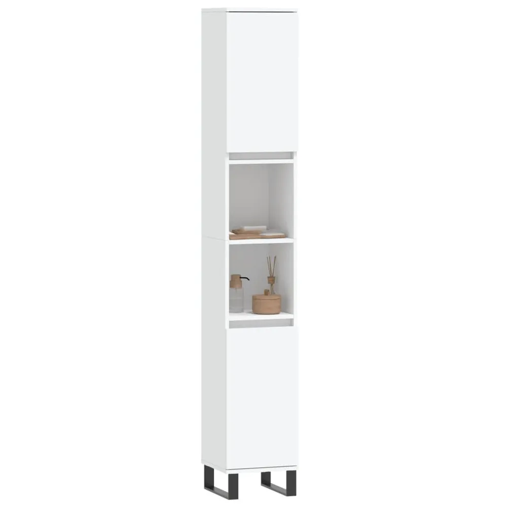 Badkamerkast 30x30x190 cm bewerkt hout wit