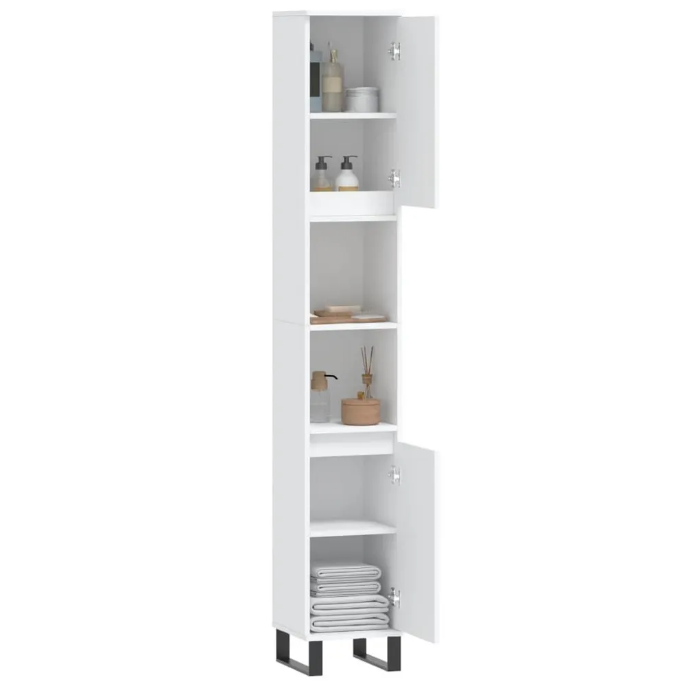 Badkamerkast 30x30x190 cm bewerkt hout wit