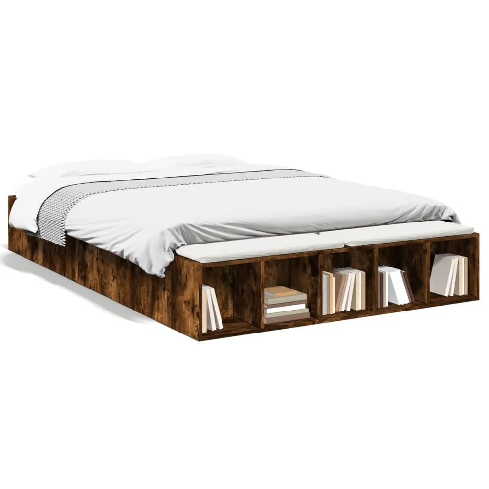 Bedframe bewerkt hout gerookt eikenkleurig 140x200 cm