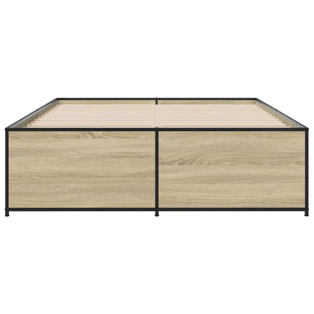 Bedframe bewerkt hout metaal sonoma eikenkleurig 120x190 cm