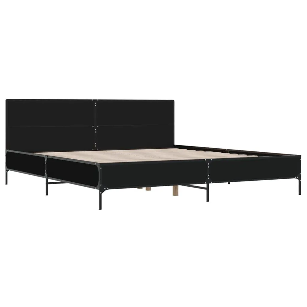 Bedframe bewerkt hout metaal zwart 200x200 cm Snel Uithardend