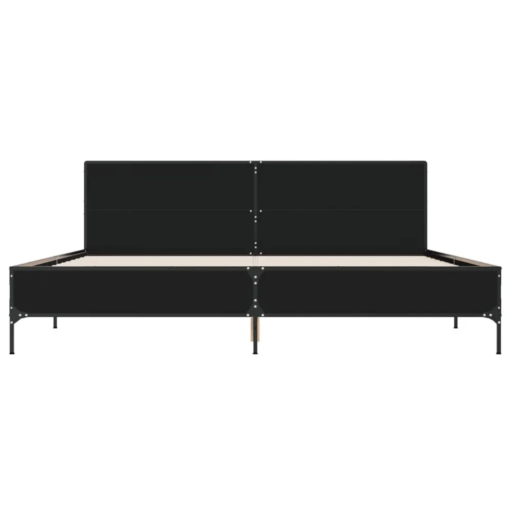 Bedframe bewerkt hout metaal zwart 200x200 cm Snel Uithardend