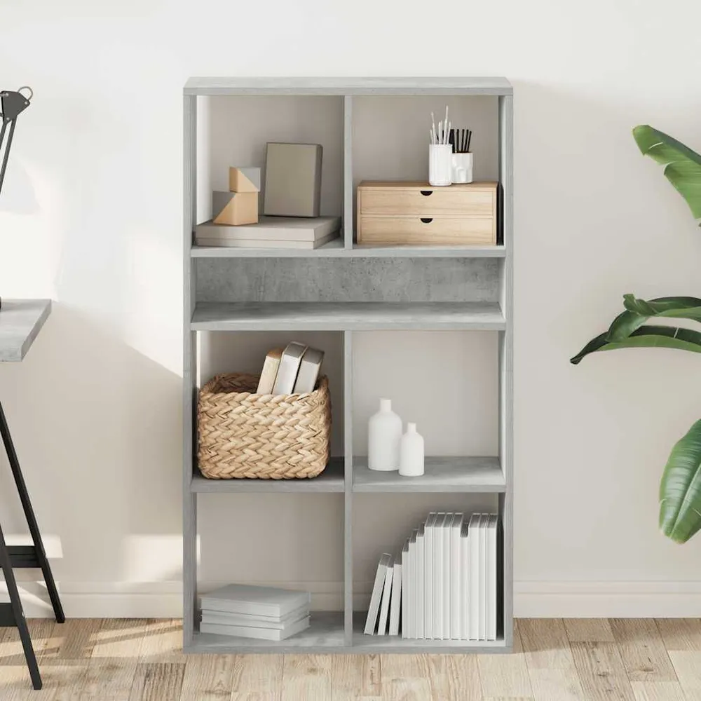 Boekenkast 66x31x112 cm bewerkt hout betongrijs