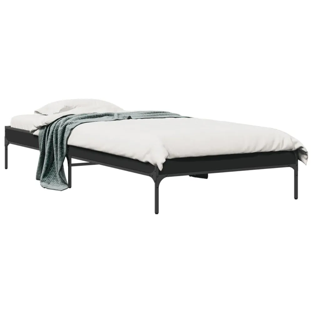 Brandvertragend Bedframe bewerkt hout en metaal zwart 90x200 cm