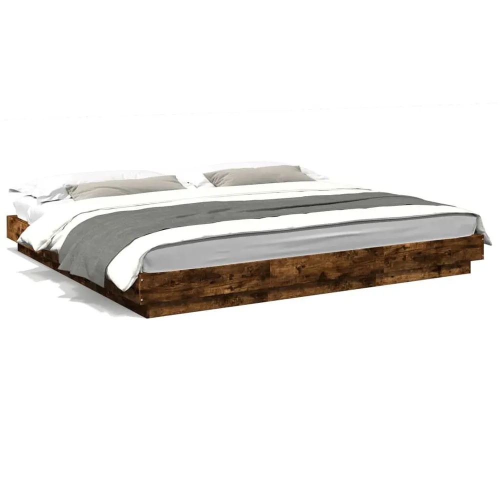 Fundering Bedframe bewerkt hout gerookt eikenkleurig 180x200 cm