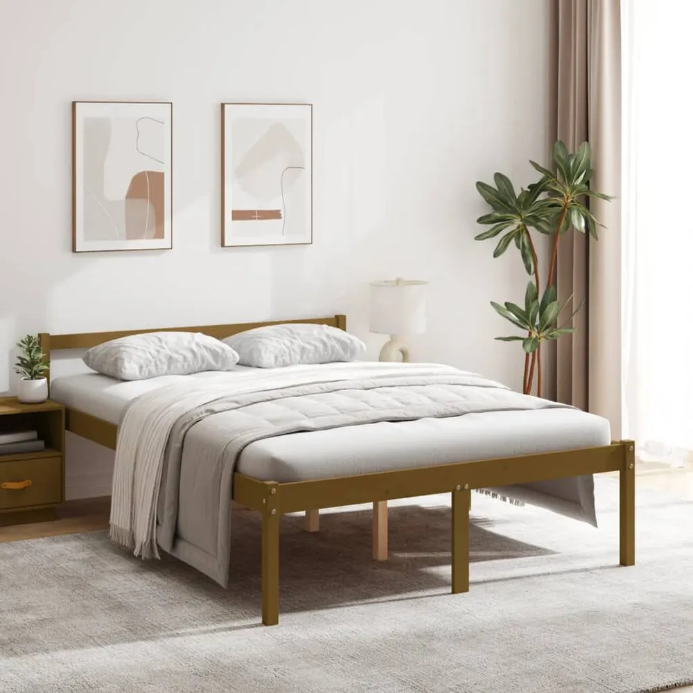 Seniorenbed grenenhout honingbruin 135x190 cm