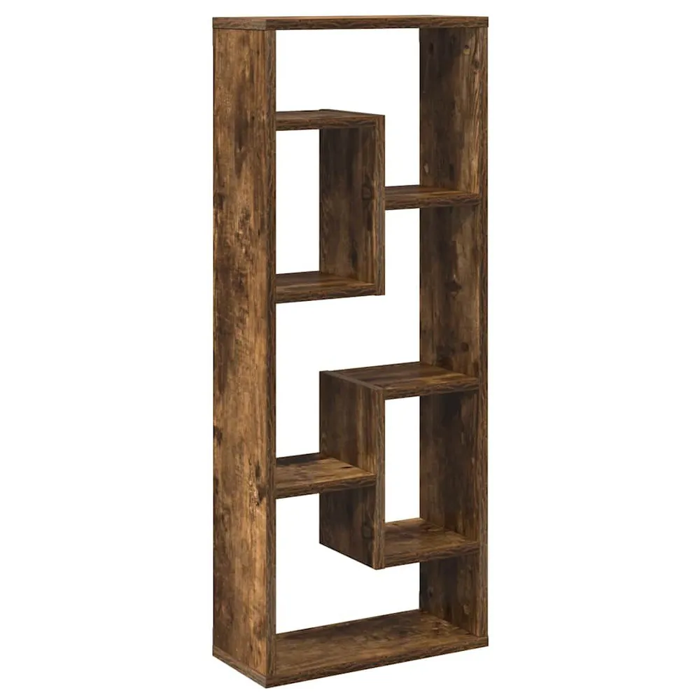 Wandschap 36x16x90 cm bewerkt hout gerookt eikenkleurig
