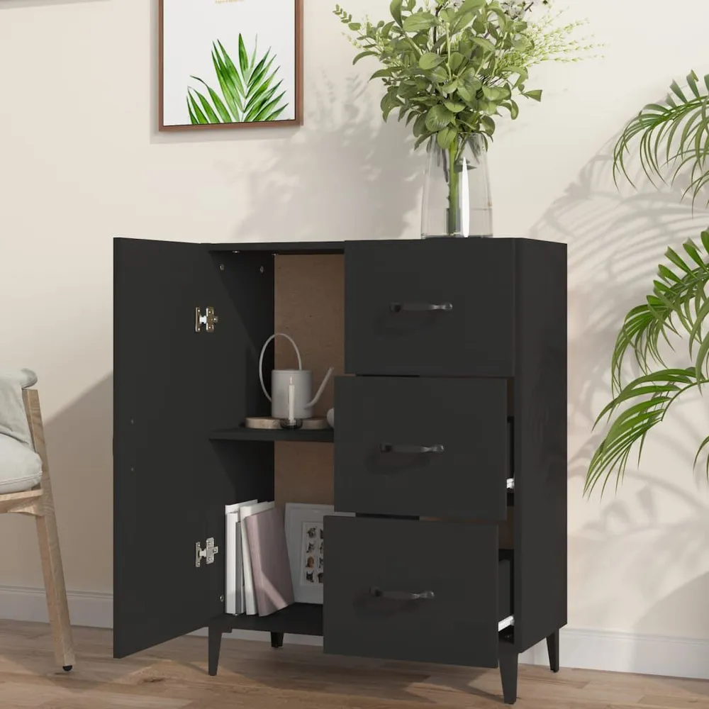 Dressoir 69,5x34x90 cm bewerkt hout zwart