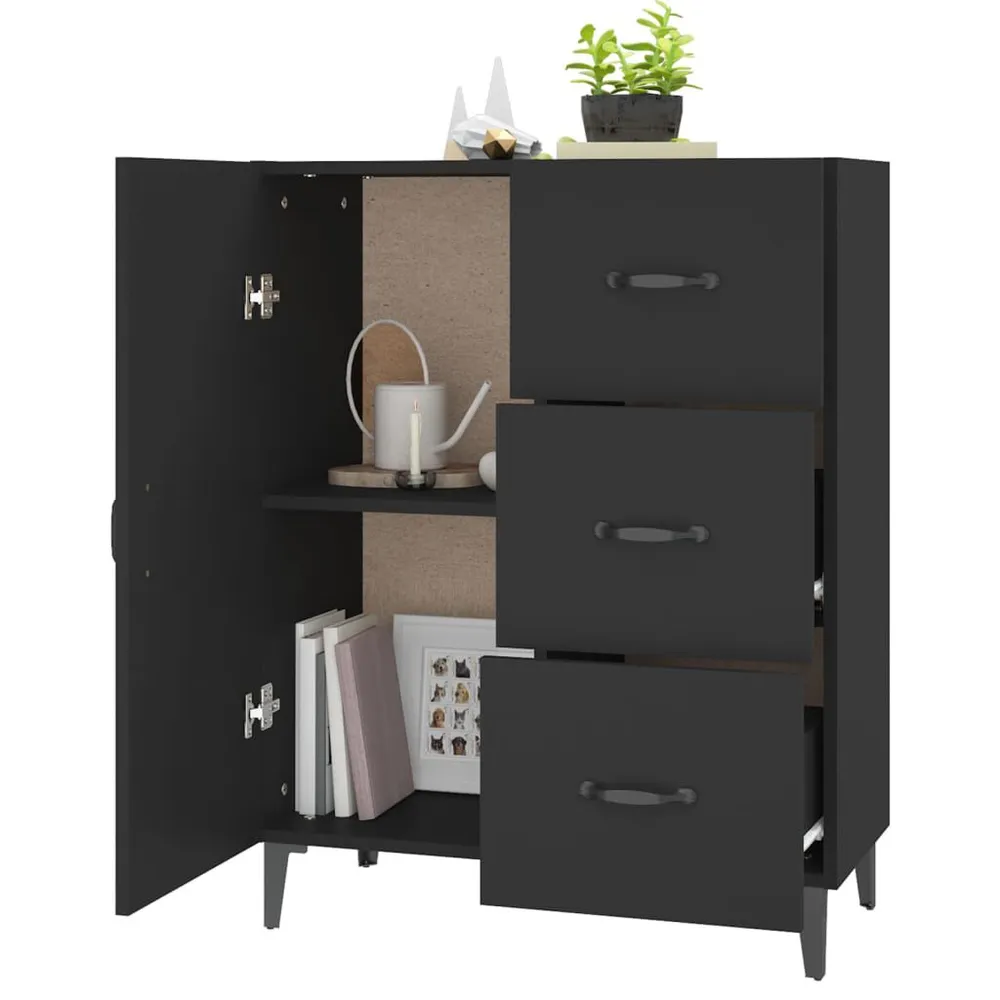 Dressoir 69,5x34x90 cm bewerkt hout zwart