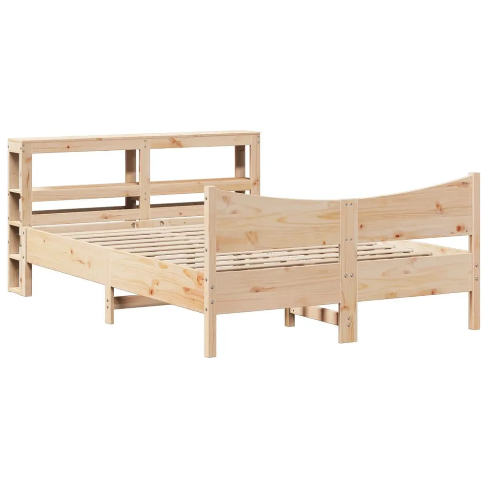 Bedframe met hoofdbord massief grenenhout 140x190 cm