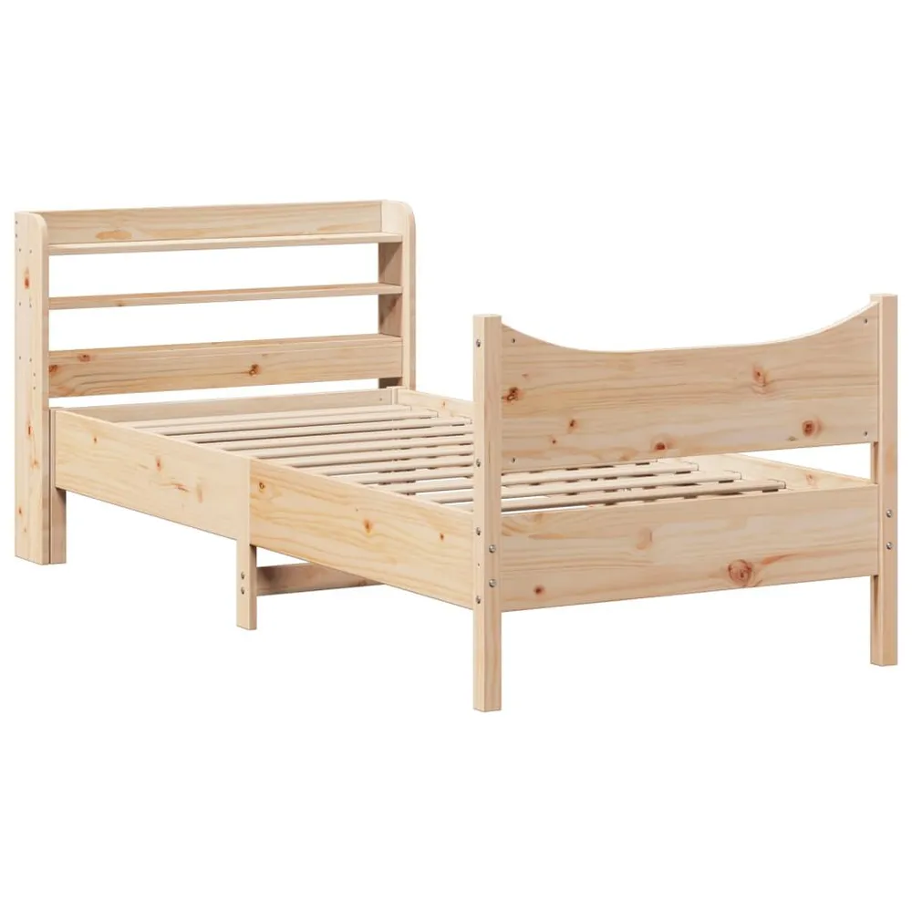 Bedframe met hoofdbord massief grenenhout 90x190 cm