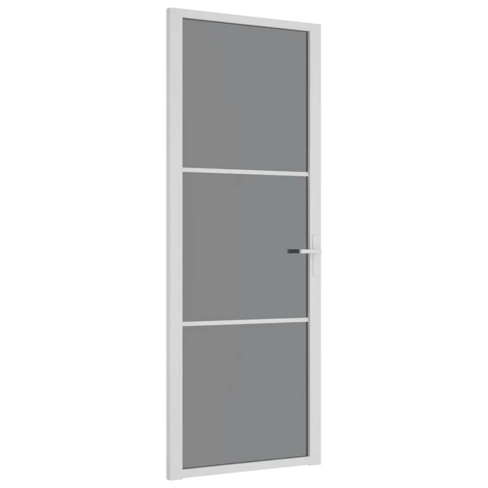 Binnendeur 76x201,5 cm ESG-glas en aluminium wit