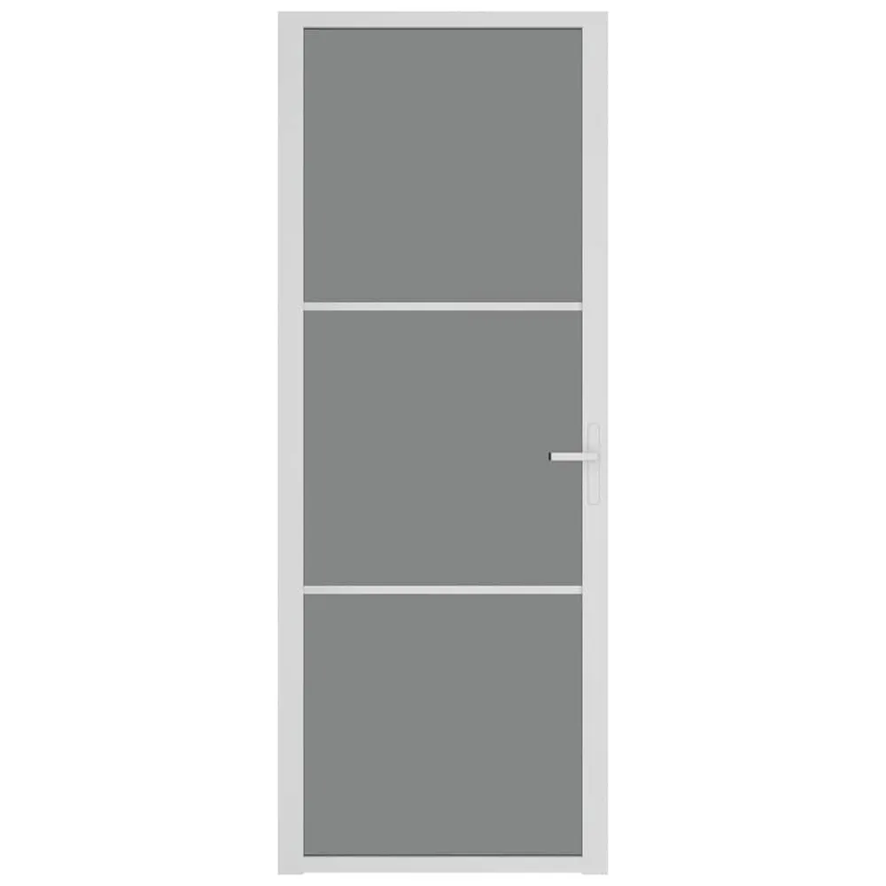 Binnendeur 76x201,5 cm ESG-glas en aluminium wit