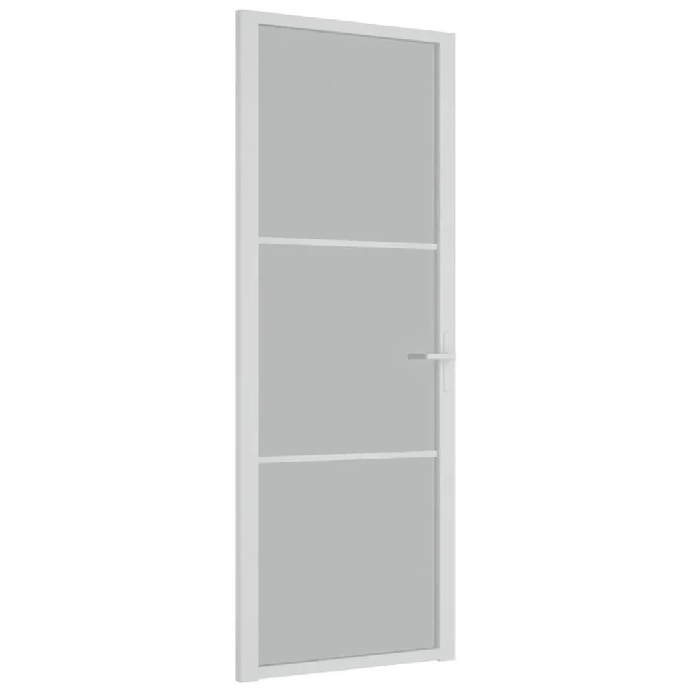 Binnendeur 76x201,5 cm matglas en aluminium wit