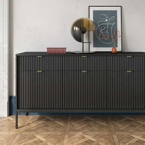 Buffetkast met 3 deuren en 3 laden - Zwart - LIOUBA - Koop nu eenvoudig en spotgoedkoop online