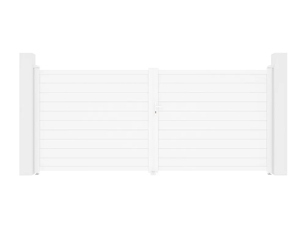 Draaipoort van aluminium B397 x H181 cm wit - NAZARIO