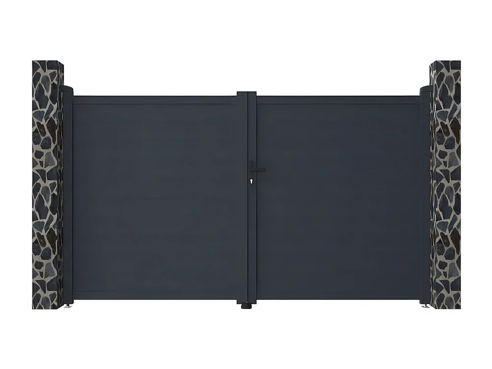 Draaipoort van aluminium NAZARIO antraciet - L305 x 181 cm - Koop nu voordelig online