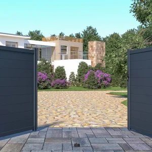 Draaipoort van aluminium NAZARIO antraciet - L305 x 166 cm - Koop nu betaalbaar online
