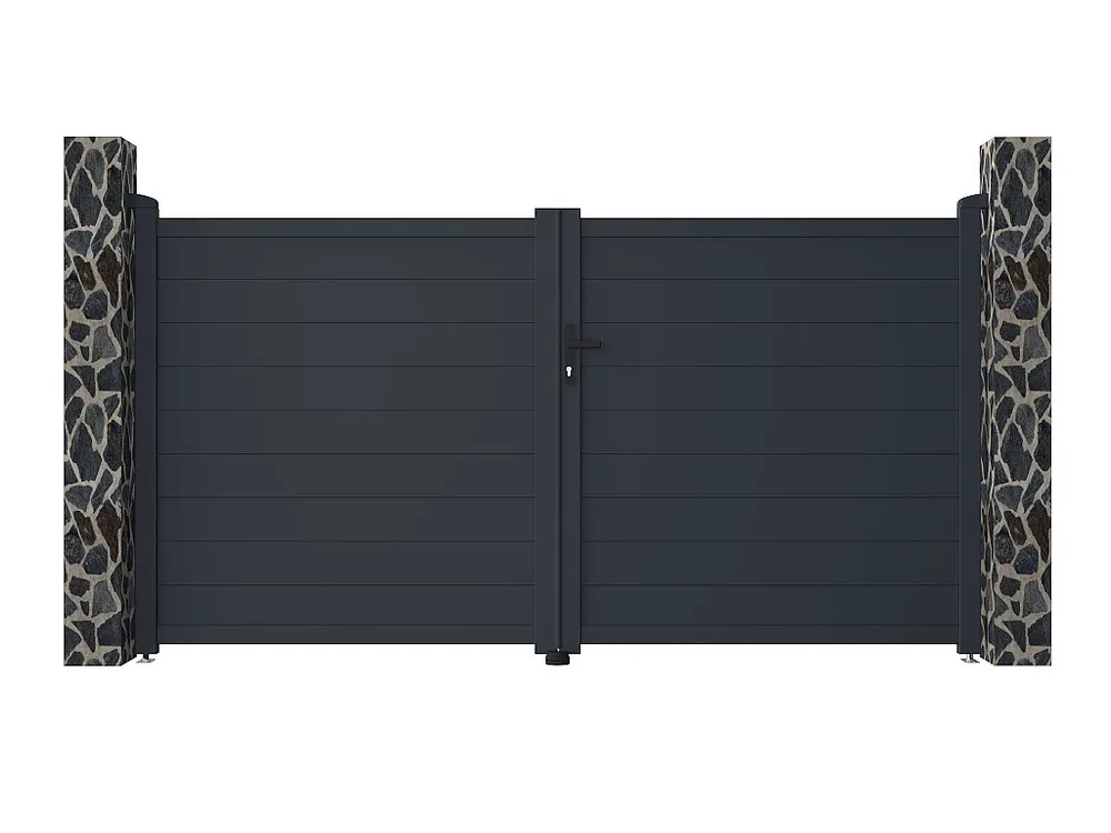 Draaipoort van aluminium NAZARIO antraciet - L305 x 166 cm - Koop nu betaalbaar online