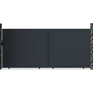 Gemotoriseerde schuifpoort van aluminium NAZARIO antraciet - L416 x 180 cm - Koop nu