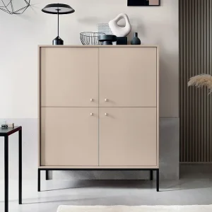 Hoge buffetkast - 4 deuren - Beige - BOGDAN - Koop nu eenvoudig en laaggeprijsd online