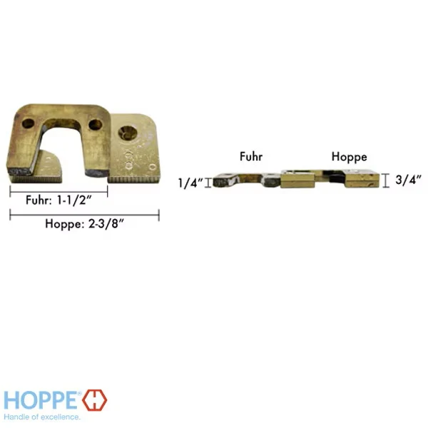 Hoppe Strike Plate, RA6133, Auto-Release Roller, 1.30 x 2.40 -Brass Finished