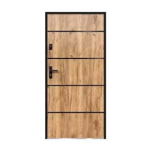 Inox toegangsdeur H207 x B100 cm eik effect - rechts - NAXARA