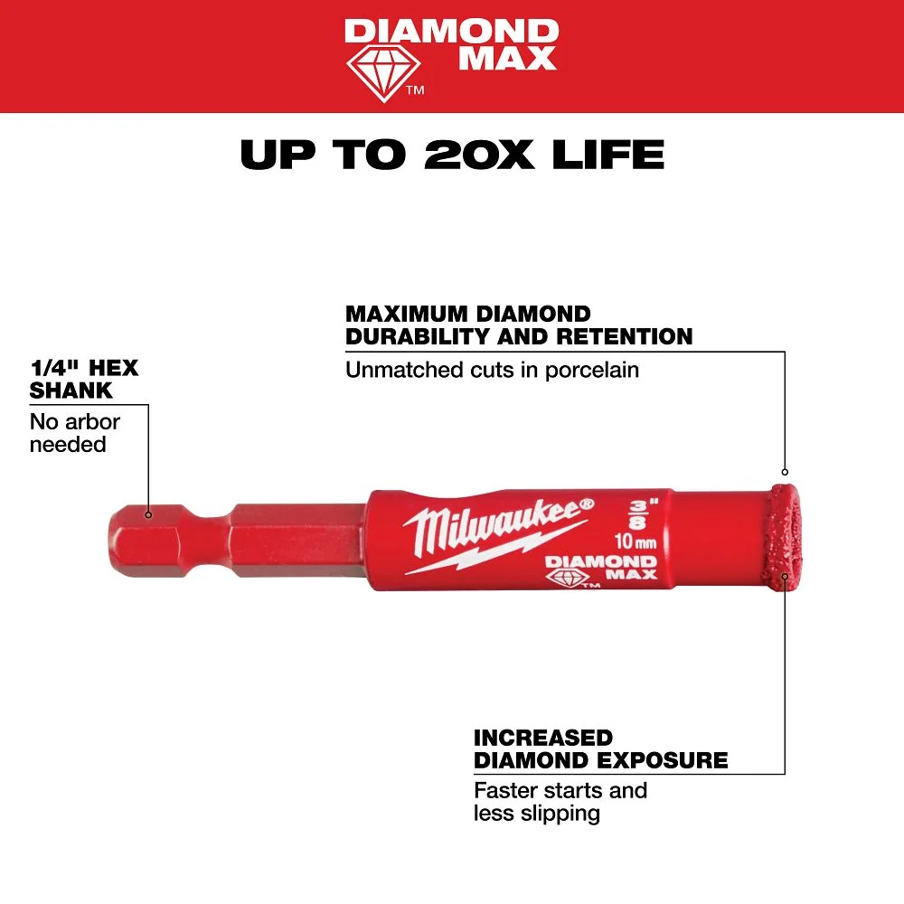 Milwaukee Tools 3/8" Diamond Max™ Hole Saw Bit 49-56-0509