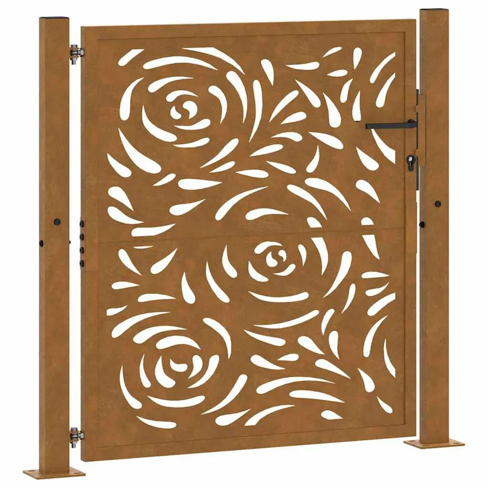 Poort met vlamontwerp 105x105 cm weervast staal