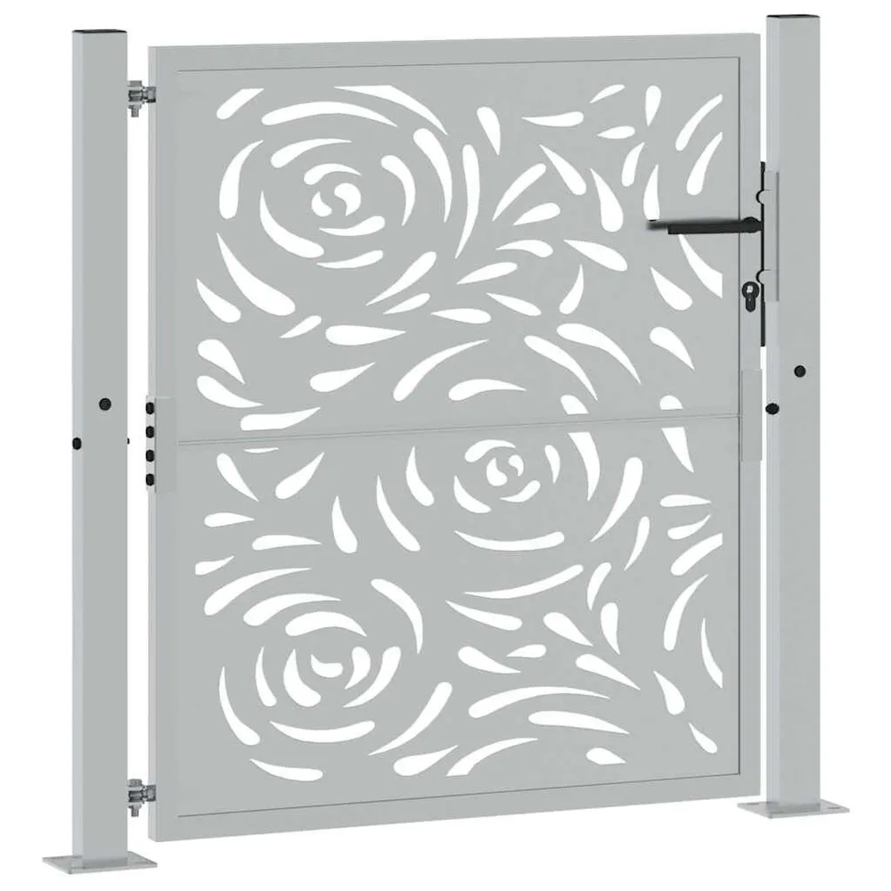 Poort met vlamontwerp 105x105 cm weervast staal