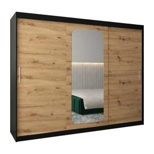 PROMO T2 KLEDINGKAST MET SCHUIFDEUREN 200/250/62 3 deuren (zwart/artisan)