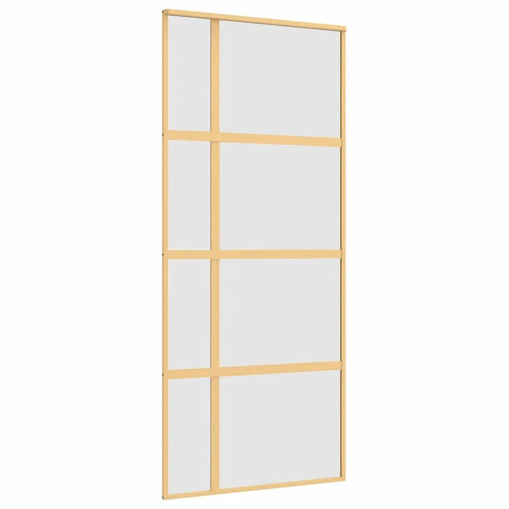 Schuifdeur 90x205 cm mat ESG-glas en aluminium goudkleurig