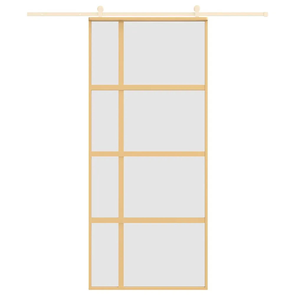 Schuifdeur 90x205 cm mat ESG-glas en aluminium goudkleurig