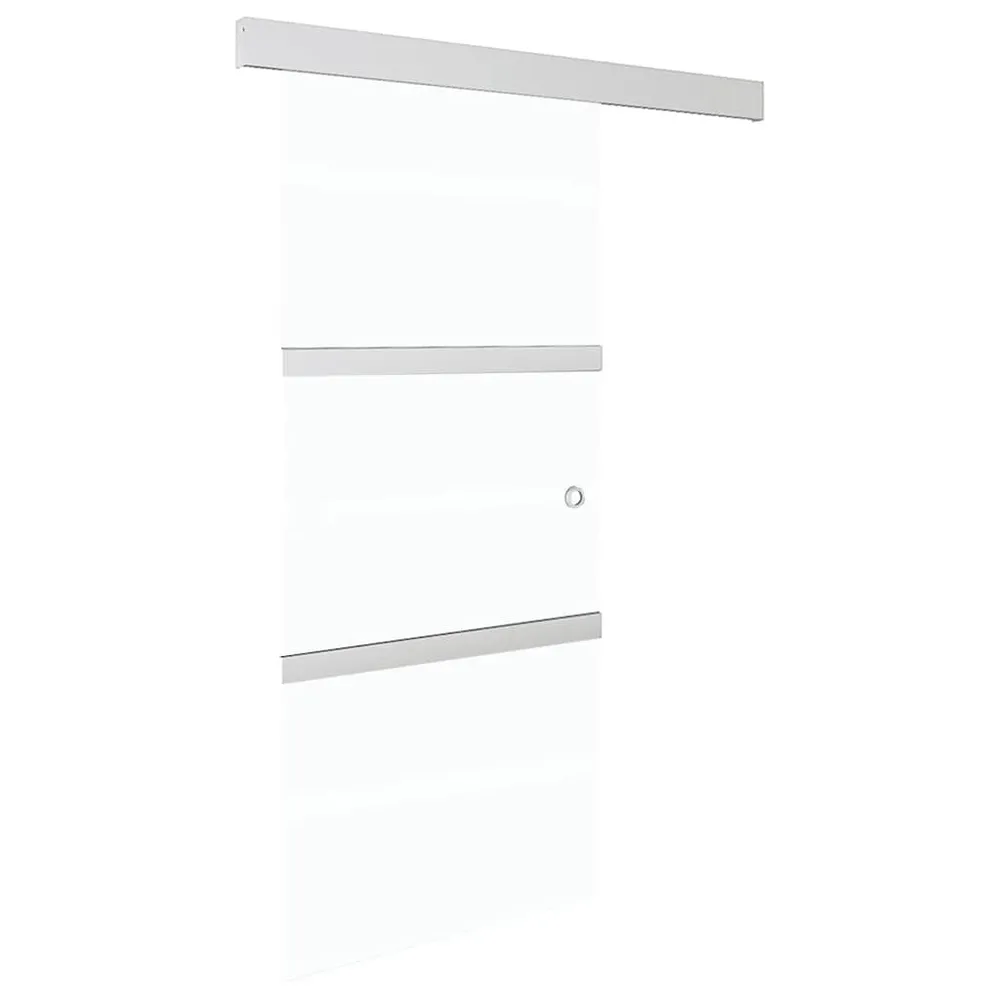 Schuifdeur 90x212 cm ESG-glas en aluminium zilverkleurig