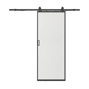 Schuifdeur met wandbevestiging - aluminium - gehard matglas - H205 x L93 cm - LINCI II