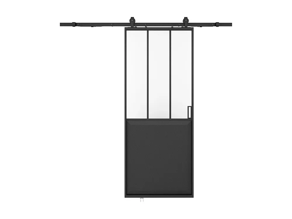 Schuifdeur werkplaatsstijl met rails, mdf en mat gehard glas, H205 cm x L93 cm, ARTISTO II