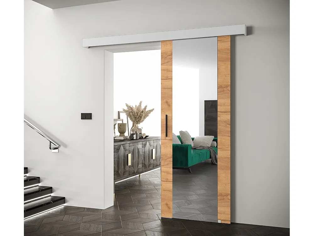 Schuifdeuren Salwador II 90x204 cm (Eiken Kraft / Wit / Zwart)