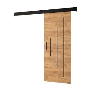 Schuifdeuren Salwador Y 90x204 cm (Eiken Kraft / Zwart / Zwart)