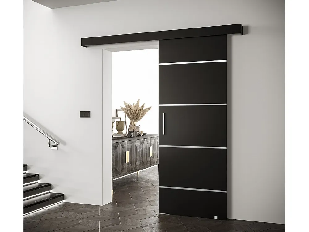 Schuifdeuren Salwador IV 90x204 cm (Zwart / Zwart / Zilver)