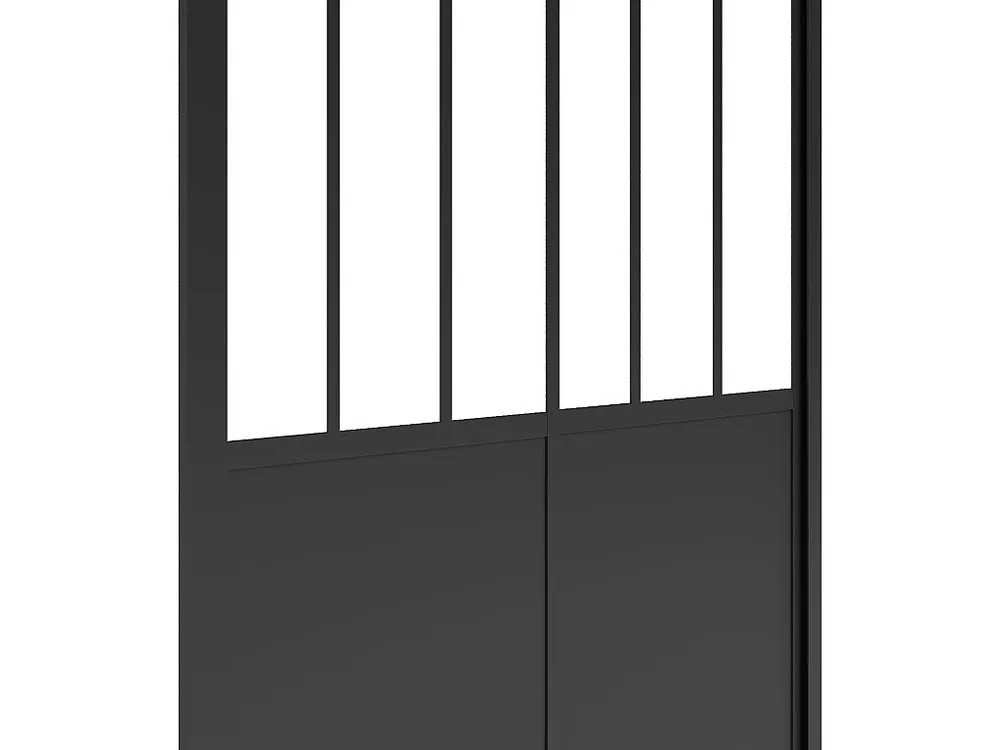 Schuifdouchedeur zwart, werkplaatsstijl, douchewand, 120 x 195 cm, URBANIK