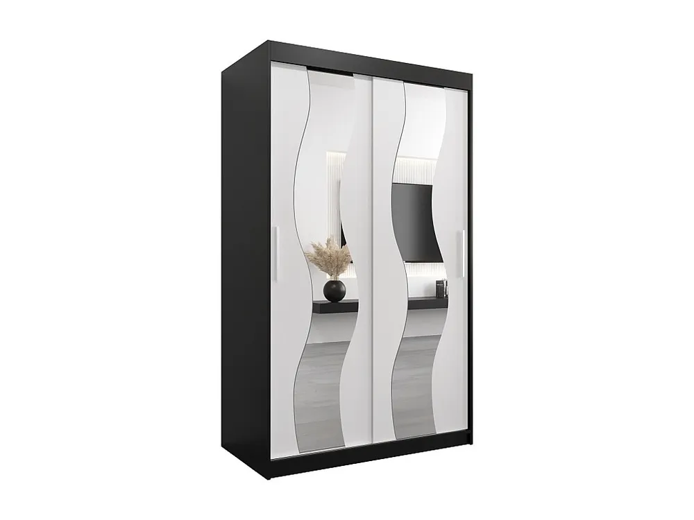 Sewilla kledingkast met schuifdeuren 200/120/62 2 deuren (zwart/wit)