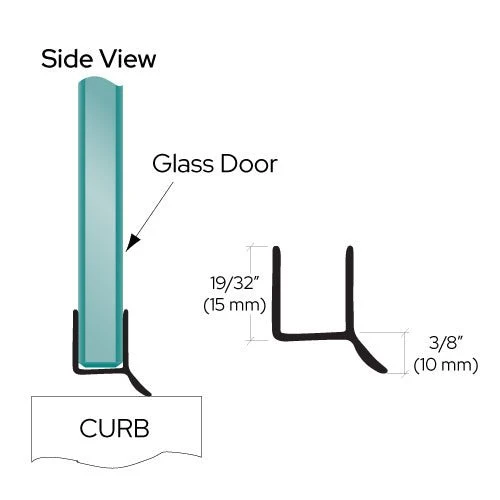 Swinging Shower Door Black Dual Durometer VINYL Seal and Wipe - 95" Long