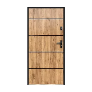 Toegangsdeur van roestvrij staal H207 x B100 cm eik-effect - links - NAXARA