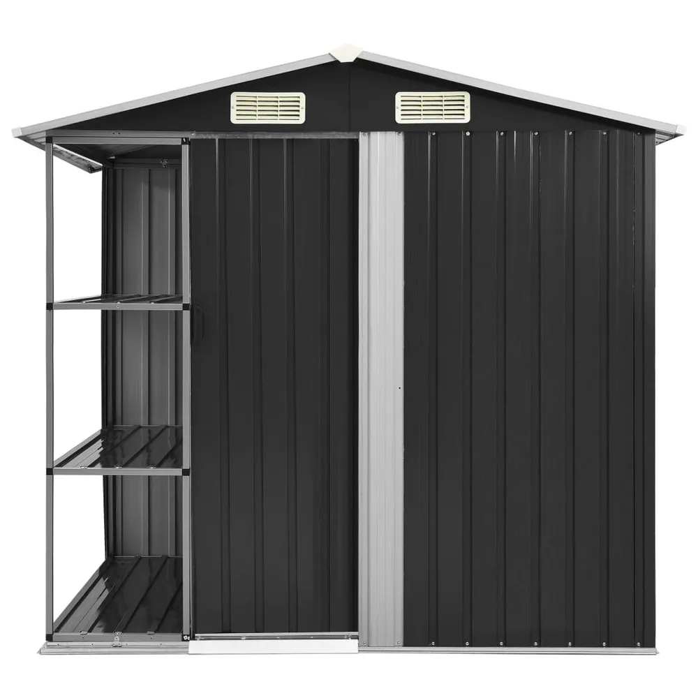 Tuinschuur met rek 205x130x183 cm ijzer antraciet