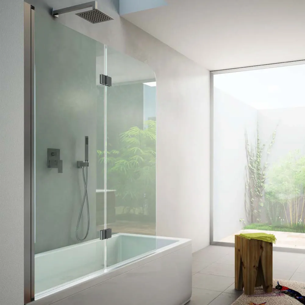 Bathtub wall two panels 120 cm kristalhelder 6 mm tempered glass model Ermes