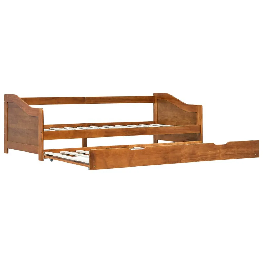 Bedbankframe uittrekbaar grenenhout honingbruin 90x200 cm