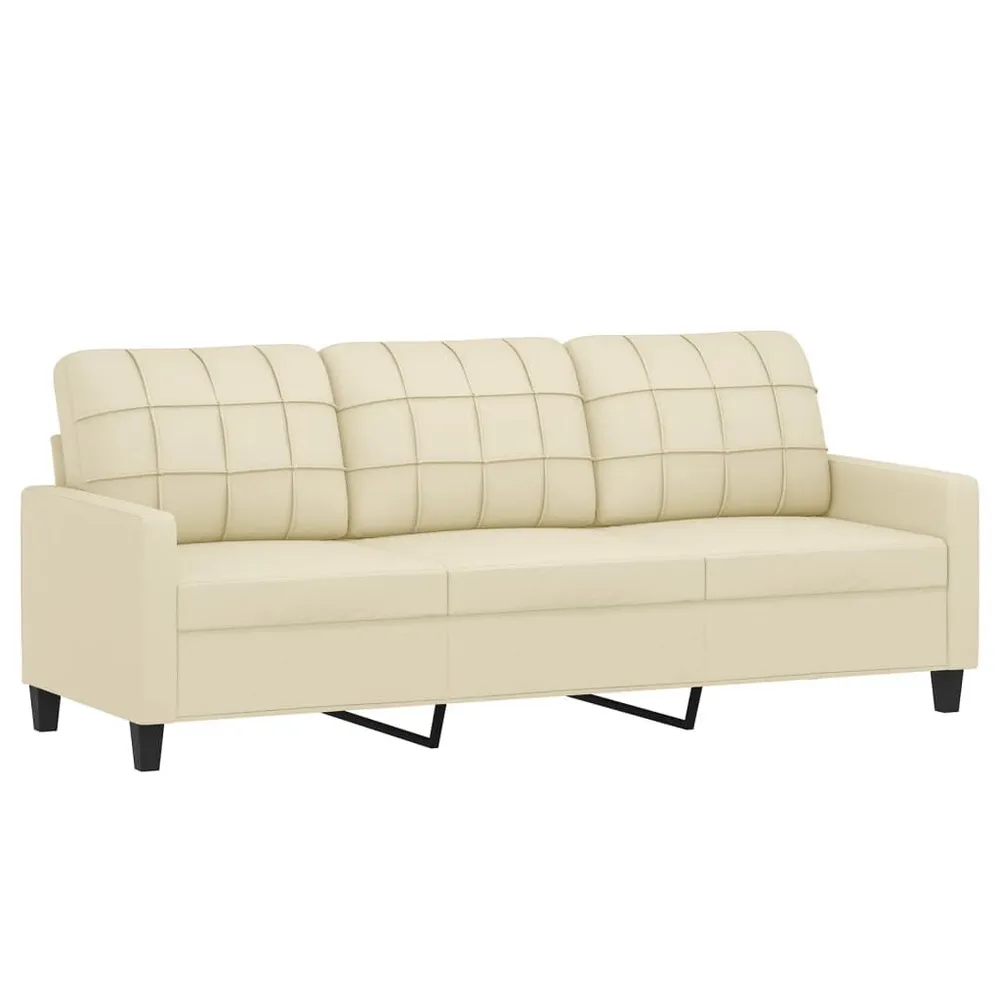 B-stock Driezitsbank 180 cm kunstleer crèmekleurig